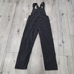 Free People Charcoal Denim Overalls